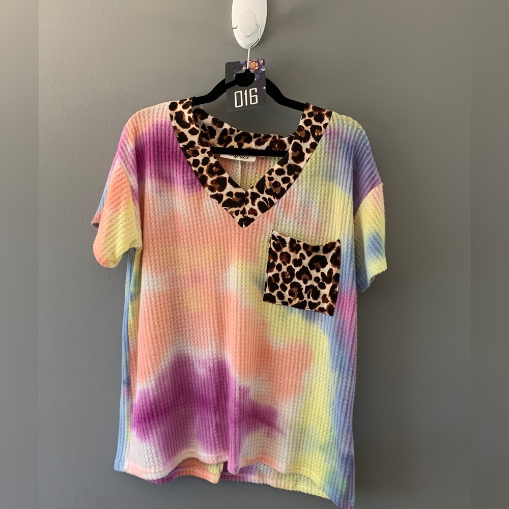 Leopard Tye Dye Waffle Knit Top